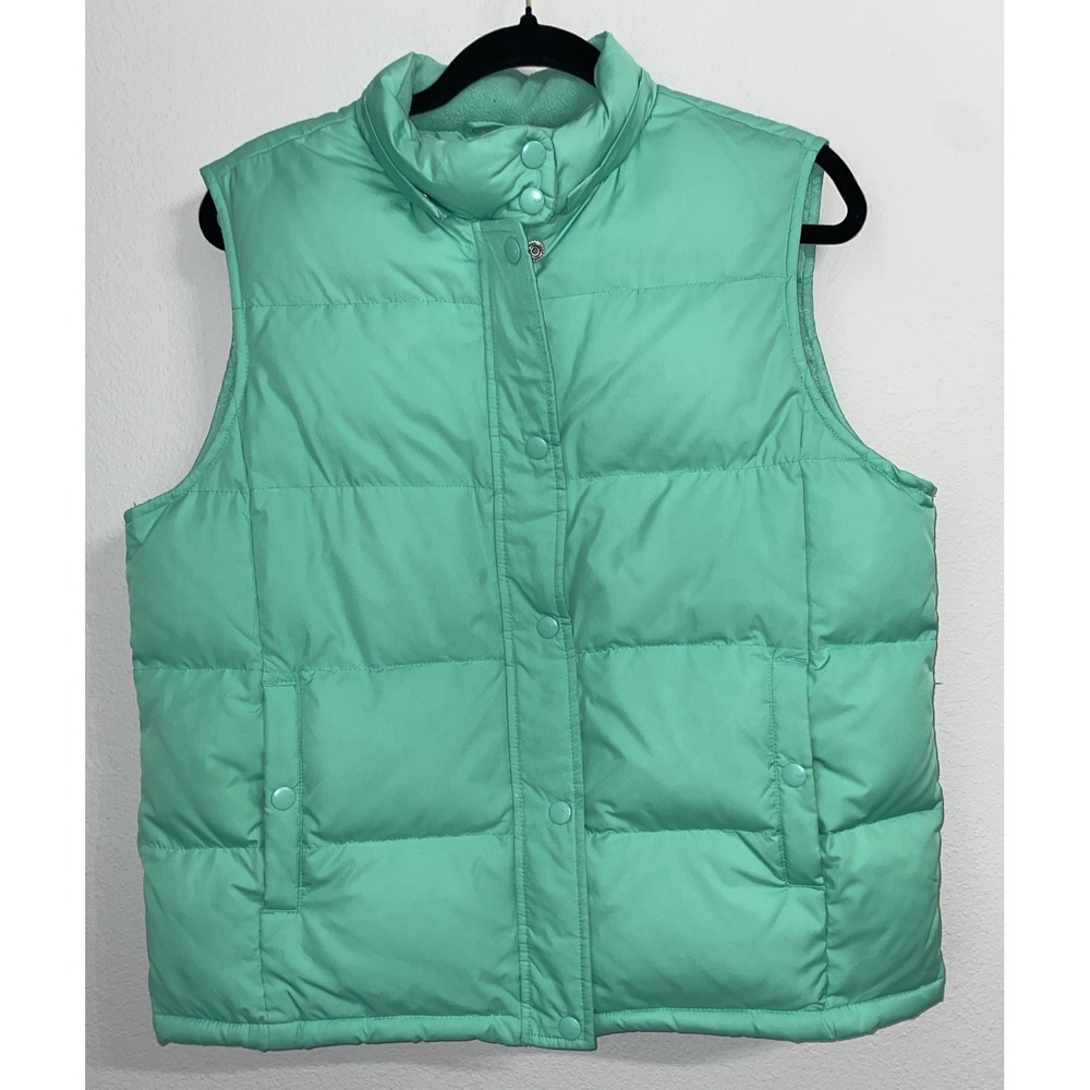 Vtg GAP Vest Womens‎ Sz Large Tesl Down Puffer Y2K Full Zip Pockets—Missing Hood